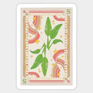 Strelitzia Nicolai White Bird Of Paradise Plant Illustration with Playing Card Design for Plant Mom Plant Daddy Sticker